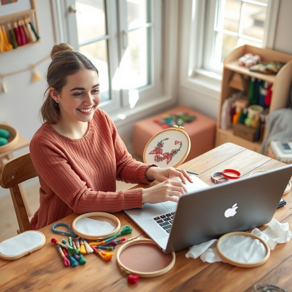 Embroidery class in action